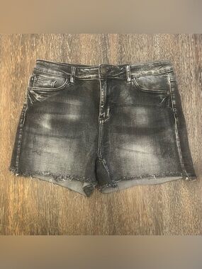 Judy Blue Distressed Charcoal Gray Cutoff Denim Jean Shorts Size L